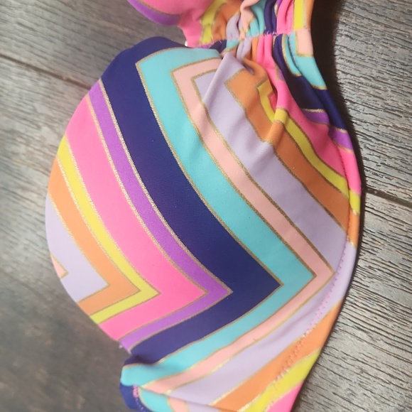 VICTORIA'S SECRET gold zigzag bikini top 34 B strapless underwire FLIRT bandeau - Picture 2 of 6